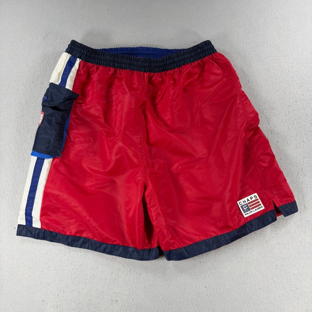 Vintage Chaps Ralph Lauren Swim Trunks Mens Large Red Navy Colorblock Shorts